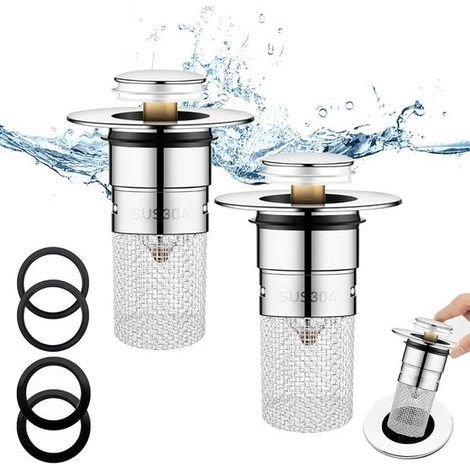 Pop-up-Spülbeckenstöpsel – 2er-Pack – 30 mm – Passend für Spülbecken mit 34 bis 40 mm Durchmesser – Abflussstopfen (1/5)