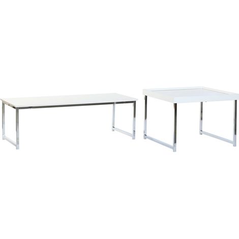 Mesa Centro Set 2 Acero Mdf 110X48X45 Blanco MB199664 (1/5)
