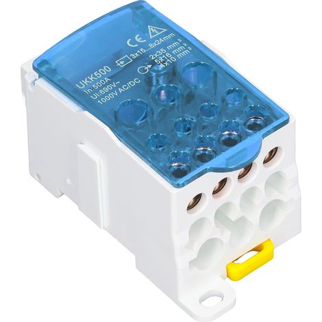 UKK500 C45 Anschlussdose, 690 V, 500 A, einpolig, DIN-Schienenmontage, blau (1/5)