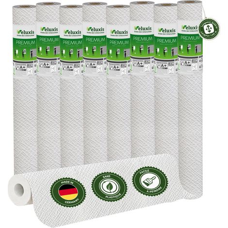 Veluxis® Papier peint intissé haut de gamme 10,05 m x 0,53 m (motif croisé irrégulier, lot de 8) – intissé de rénovation de haute qualité pour murs lisses – Fabriqué en Allemagne
