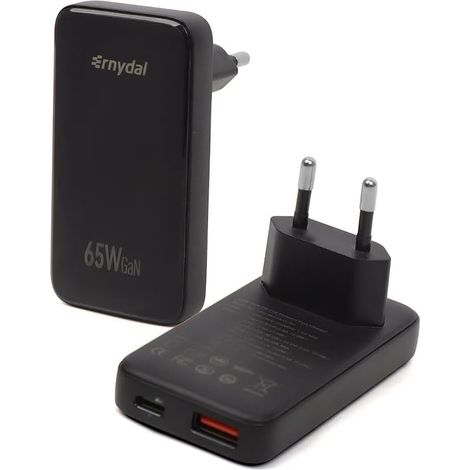 65W USB-C GaN Chargeur, 2-Port, Chargeur Rapide avec PD 3.0 (1/5)