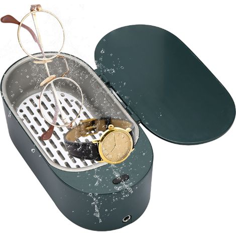 1 nettoyeur à ultrasons, 24 W, réservoir 500 ml, minuterie 3 min, fréquence 47 kHz, pour bijoux, montres, lunettes et colliers (1/5)