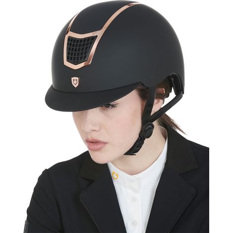 TAGLIA S EQUESTRO Cap Eclipse Plain NERO - ROSE CASCO EQUITAZIONE (1/4)