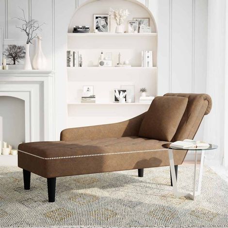 Fauteuil de Salon,Chaise,Fauteuil long avec coussin et accoudoir droit marron similicuir CFW817766 (1/5)