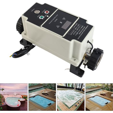 Calentador eléctrico para piscinas con termostato para jacuzzis, 2,7–3,3 kW con pantalla digital, 220–240 V, grado de protección IP44, versión empotrable.