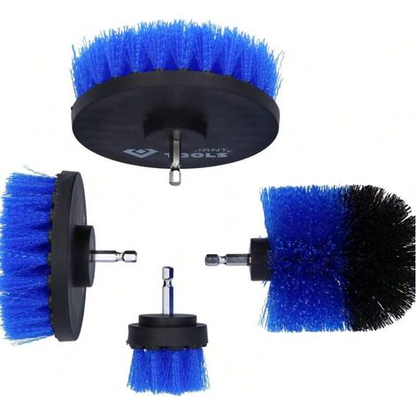 4 Piece Brosse Nettoyage Set, Brosse Rotative Nettoyage, 2''/3.5''/4''/5'' Brosse Perceuse for Baignoires, Bathroom Sink, Kitchen Sink (Bleue) (1/4)