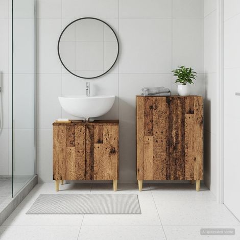 vidaXL 2 Piece Bathroom Cabinet Set DELFT Old Wood Engineered Wood (1/5)
