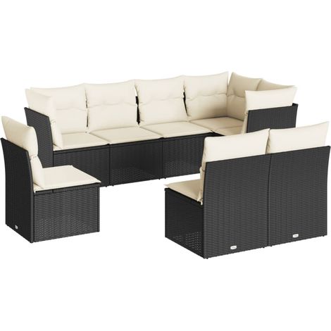 Maison Exclusive - Set Divani da Giardino con Cuscini 8 pz Nero in Polyrattan