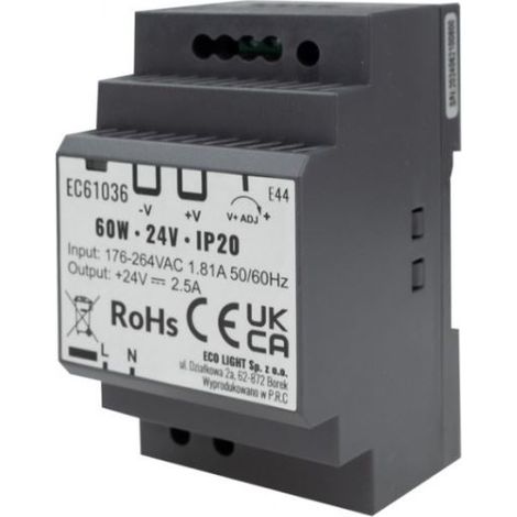 DIN-Schienen-Netzteil 60W 24V IP20 Premium Eco Light EC61036 (1/5)