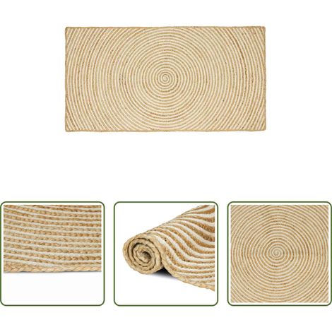 vidaXL Wohnzimmer -  Teppich Natürlich und Weiß 60 x 110 cm Jute