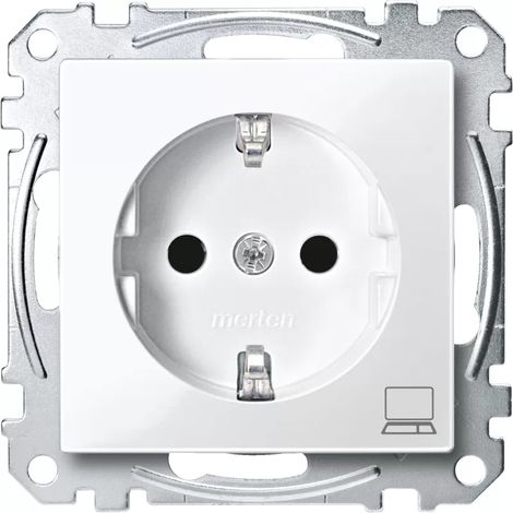 Merten SCHUKO-Steckdose pws/gl Kennz.Computer MEG2350-0319 (1/2)