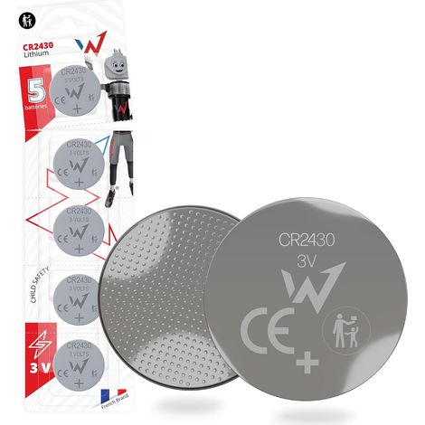 Lot de 5 Piles Boutons CR2430 3V Lithium – Longue Durée, Jusqu’à 1500h – Sécurité Enfant, Emballage Antifuite – pour Télécommandes, Montres, Calculatrices, Jouets et Électronique (1/5)