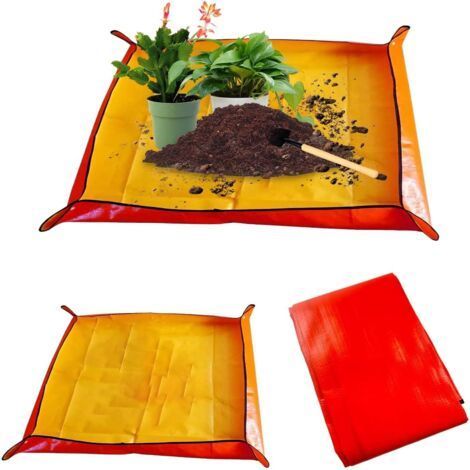 Tapis de Rempotage, 2 Pièces Tapis de Jardinage, Orange Imperméable Tapis de Plante, 2 Tailles, Tapis de Plantation de Jardinage Pliable Convient pour Travaux de Jardinage (1/5)