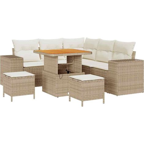 Teenpull – Gartensofa-set 8 Stk. Beige Poly-Rattan (1/5)