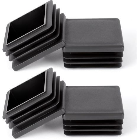 Tapones de láminas cuadradas de 40 mm, 12 unidades. Tapones de plástico PE para tubos, tapas para patas de sillas, tapas de plástico para extremos de sillas, sofás y mesas, color negro. (1/5)