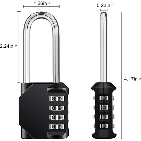 Cadenas À Combinaison - 4 Chiffres - Anse 63 mm - Étanche Réinitialisable - Extérieur Intérieur - Lot De 2