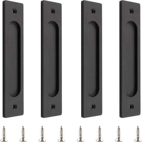 Lntyq 18cm poignée de porte coulissante rectangulaire auto - adhésive, 4pcs  aluminium poignée plate sans emboutissage pour armoire de porte et fenêtre coulissante de grange (1/4)
