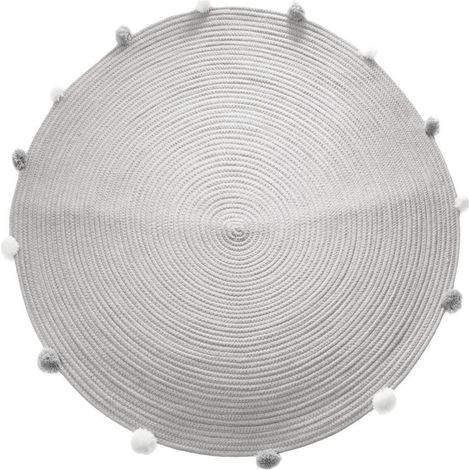 Alfombra infantil 'Pompons' - gris D. 90 cm - Atmosphera créateur d'intérieur (1/5)
