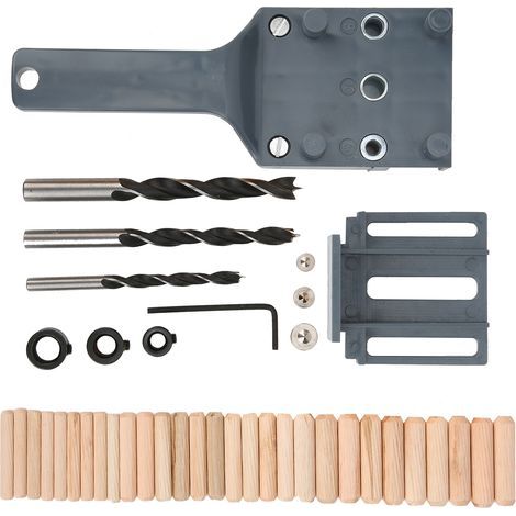 Guide de perçage du bois pour menuiserie, outil de bricolage, localisateur de trous de perçage droits, fourniture pour le travail du bois, gris, 41 pièces/ensemble (1/5)