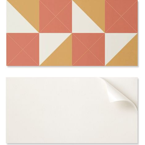 Panel de vinilo estampado autoadhesivo para sal贸n, 100x50 cm, dise帽o geom茅trico en tonos c谩lidos.