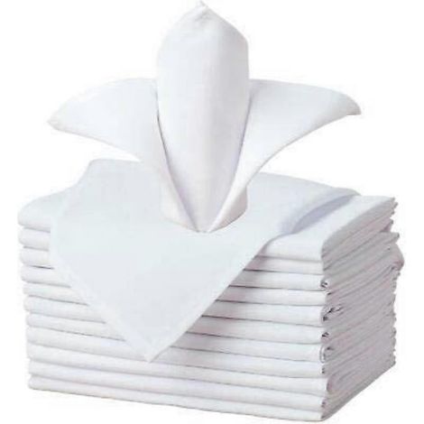 12 serviettes de table blanches en coton 100% coton égyptien, 250 fils/cm² (41 x 41 cm), pour dîner, hôtel et mariage. (1/5)