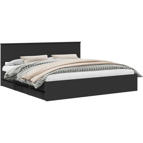 Maison Exclusive - Bettrahmen mit Schubladen Schwarz 200 x 200 cm
