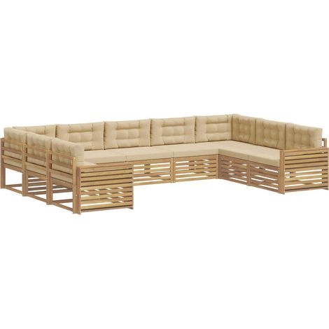 Conjunto de sofás de exterior 9 uds. y Beige vidaXL (1/5)