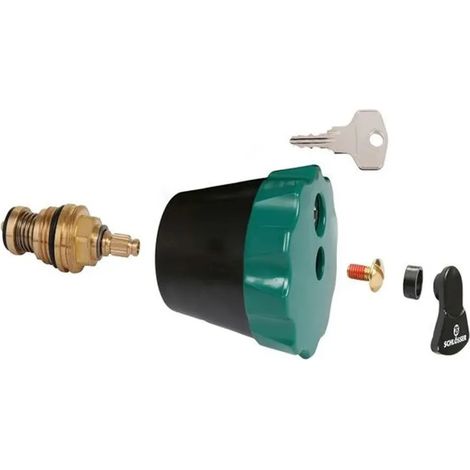 JS Parte superior, bloqueable con par de llaves, con antirretorno, DN15, empuñadura negro/verde, 0019241500001