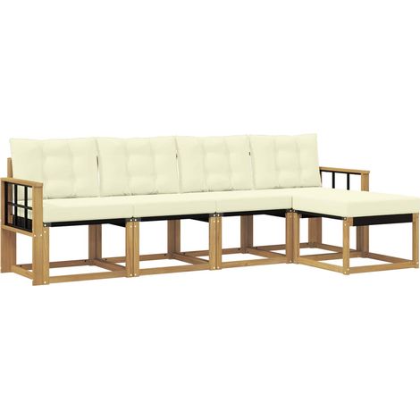 Set di divani da esterno con cuscino 5 pcs Bianco e Crema vidaXL (1/5)
