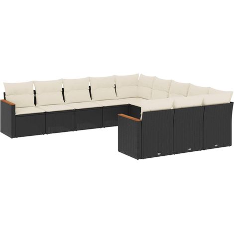 Maison Exclusive - Patio Sofa Set 11 plaza Black and Cream (1/5)