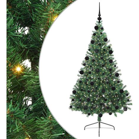 Sapin de Noël  Arbre de Noël artificiel pré-éclairé Vert 210 cm PVC (1/5)