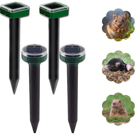 4pcs Solaire Repulsif Taupe, Répulsif Taupe Solaire à Ultrason, IP65 étanche Répulsif Solaire de Taupe, Répulsif Serpent Ultrason, Répulsif Solaire pour Anti Taupe (1/5)
