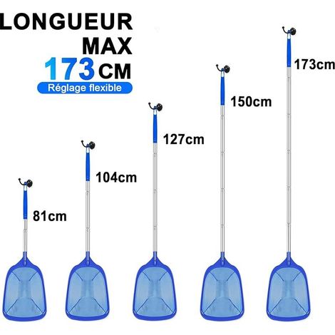Épuisette De Piscine avec Manche, 81-173 cm Épuisette À Mailles Ultra-Fines pour Piscines, Bassins À Poissons, Spas, Bassins De Jardin, Algues, Piscines Gonflables, pour Bestway Et pour Jacuzzis (1/5)