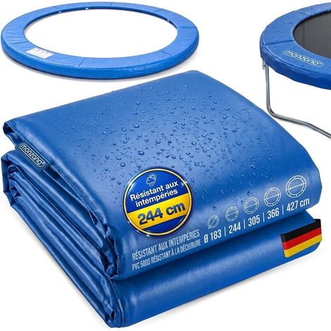 MONZANA® Coussin de Protection Trampoline Ø 183 244 305 366 427cm Mousse 15mm PVC 500D UV Résistant Universel 244cm V2