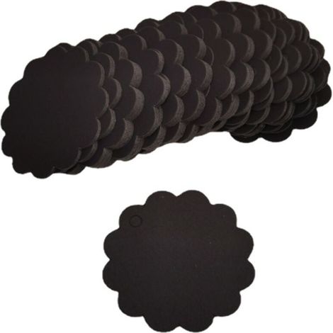 200 étiquettes cadeaux en kraft noir en forme d'éventail (6cm de diamètre) pour l'emballage artisanal (1/3)