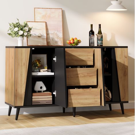 Aparador 120x40x70 cm de MDF y aglomerado bicolor, 2 puertas, para salón – MEUBLIV (1/5)