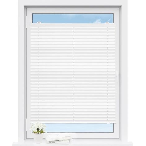 Store Plissé sans Perage, 95x130 cm, Store Occlutant avec Ventouses sous Vide, Blanc (1/5)