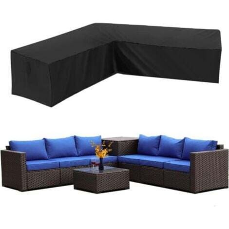 Housse Canapé d'angle Jardin Imperméable 210D Oxford Anti-Poussière Housse pour Meubles de Jardin Forme en L Couverture canapé de Coin (300×300×98cm)