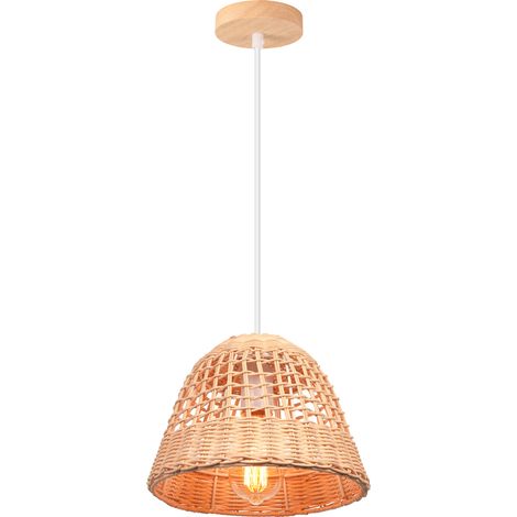 Lampe De Plafond Rétro Lustre en Bambou Lampe À Suspension d'intérieur Moderne pour Salon, Chambre, Cuisine E27