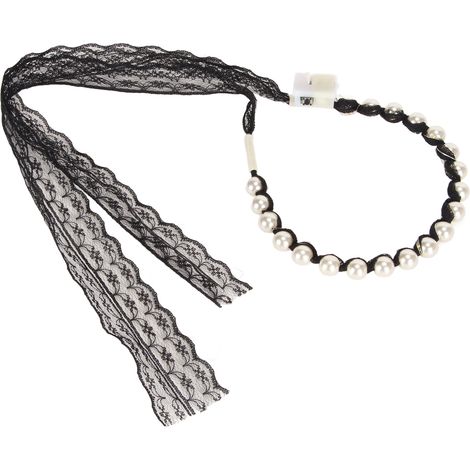 Serre-tête dentelle lumineux pour fille, noir, accessoire cheveux féerique à LED chaude, coiffe artificielle pour mariage et soirée (1/5)