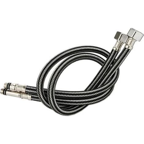 Tuyau d'arrivée d'eau pour robinet - Fil d'acier de 60 cm, lot de 2, lot de 2 tuyaux tressés en nylon et acier inoxydable G1/2''