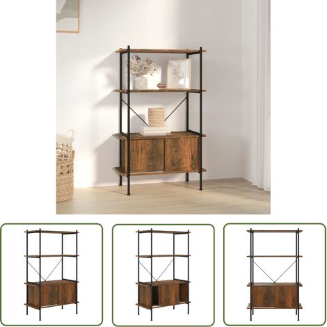 The Living Store Regal mit 4 Böden und Schrank 80x40x130 cm Stahl Holzwerkstoff - Bücherregal - Regal Mit Schubladen - Raumsparsamkeit - Stahlregal - Holzkasten (1/5)
