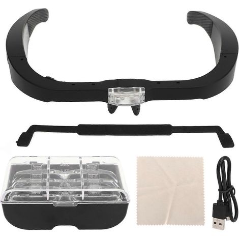 Loupe frontale réglable avec éclairage LED blanc et 4 lentilles interchangeables, idéale pour la réparation de montres et les loisirs créatifs. (1/5)