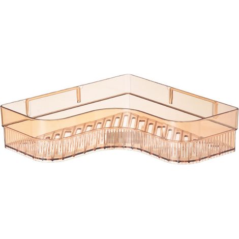 Étagère d'angle de douche murale en plastique ambré, avec étagère intégrée. (1/5)
