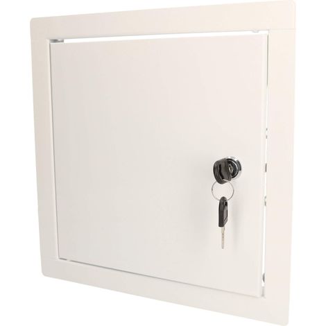 KOTARBAU® Trappe de Visite - Acier Galvanisé - 25x25 cm - Blanc - Porte de Révision pour Cloison Sèche - avec Serrure Et 2 Clés - Trappe D'Accès -  Intérieure Extérieure - Finition Poudre