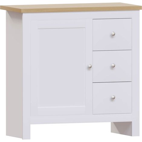 Arlington Sideboard 3 Drawer 1 Door Cabinet Cupboard Storage, White