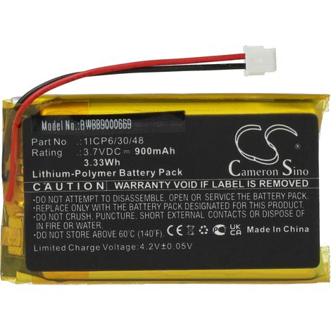 vhbw Battery Replacement for Babymoov 1ICP6/30/48 for Baby Monitor, Babyphone (900mAh, 3.7 V, Li-polymer)