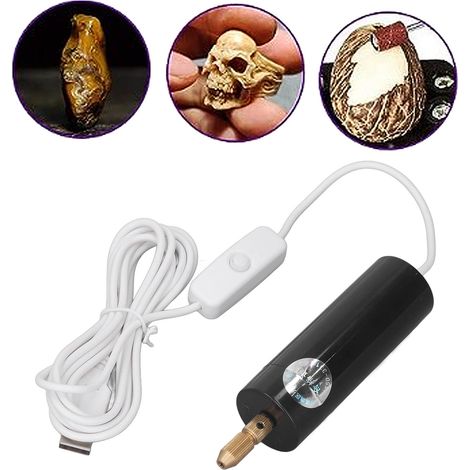 Mini taladro eléctrico con portabrocas portátil, ideal para proyectos de bricolaje y fabricación de joyas, guía de taladro USB, carcasa ligera de ABS (126 g, 3 x 11,5 cm) con 3 brocas y 1 llave Allen. (1/5)