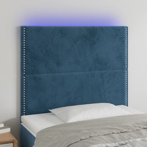 vidaXL Testiera a LED Blu scuro 80x5x118/128 cm in Velluto (1/5)
