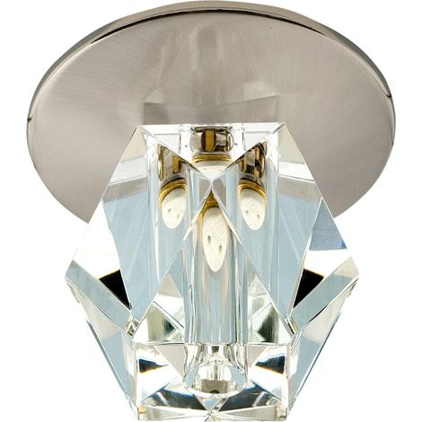Plafonnier rond chromé avec diffuseur cristal, 1x G4 20W, Candellux